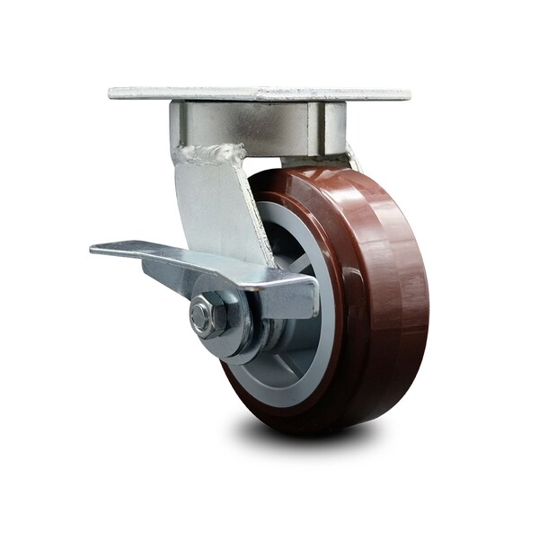 5 Inch Kingpinless Poly on Polyolefin Wheel Swivel Caster with Brake SCC